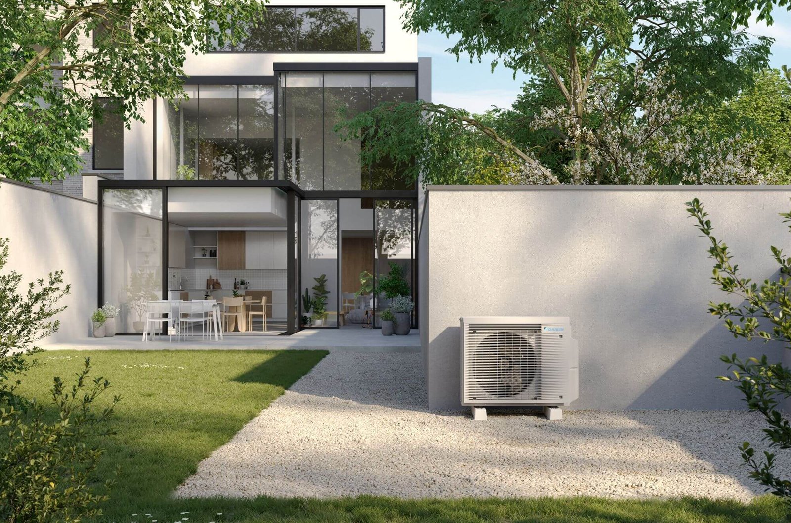 Heat Pump In Garden | Green Space Renewables